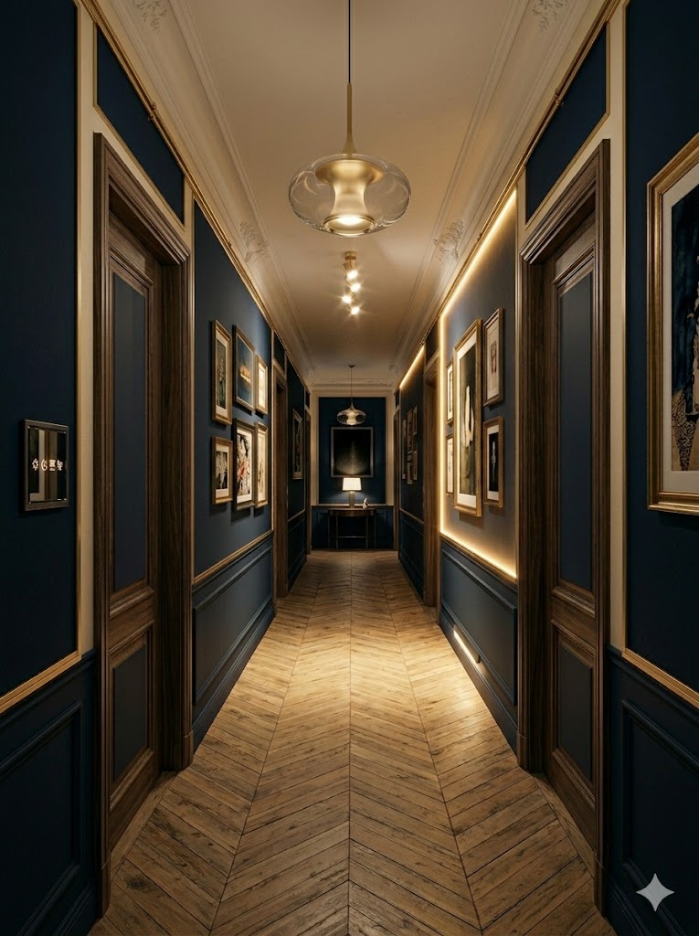 Couloir avec détection de présence et LED architecturale