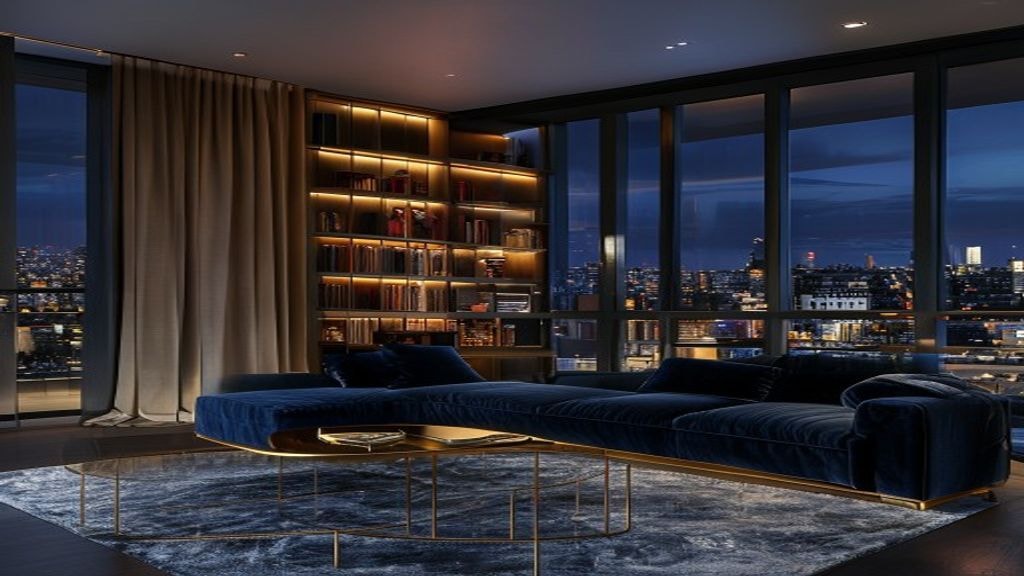 Salon avec mise en lumière architecturale LED